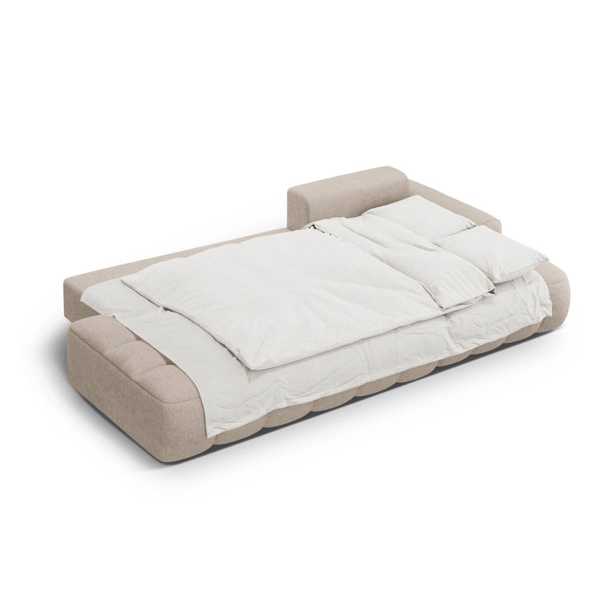 Linz 3-Sitzer Ecksofa mit Schlaffunktion, Rechte Seite, aus Strukturierter Stoff in Sand (Sorella 05), 275x142 cm von Cosmopolitan Design – Bild 6
