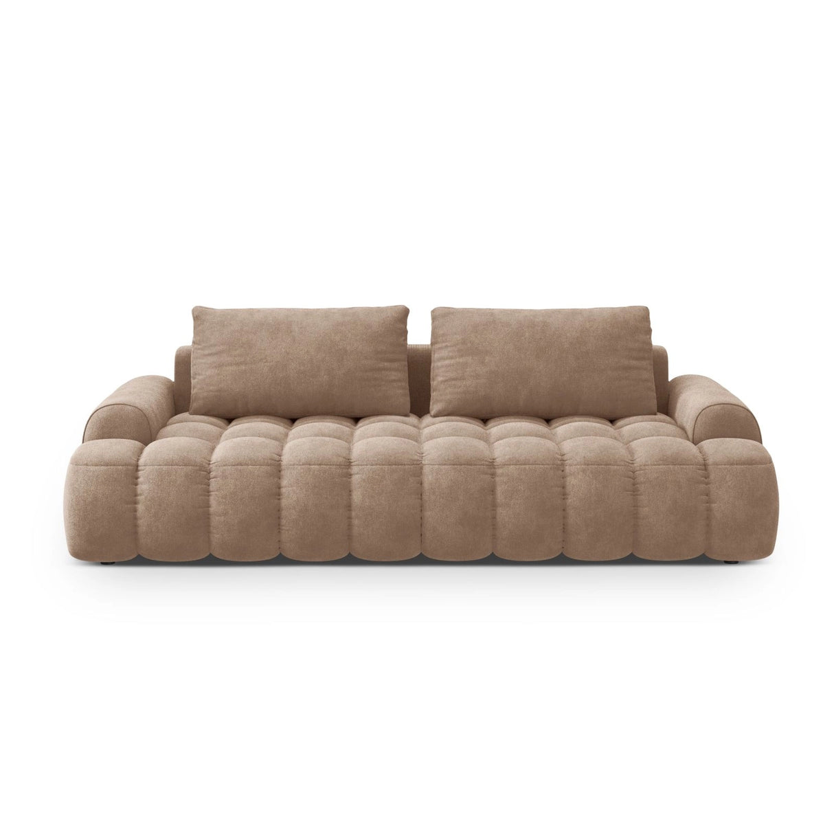 Linz 4-Sitzer Sofa mit Schlaffunktion und Stauraum, aus Samt in Dunkelbeige (Vogue 3), 250x100x84 cm von Cosmopolitan Design – Bild 1