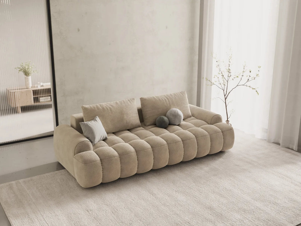 Linz 4-Sitzer Sofa mit Schlaffunktion und Stauraum, aus Samt oder Strukturstoff, 250x100x84 cm von Cosmopolitan Design – Bild 2