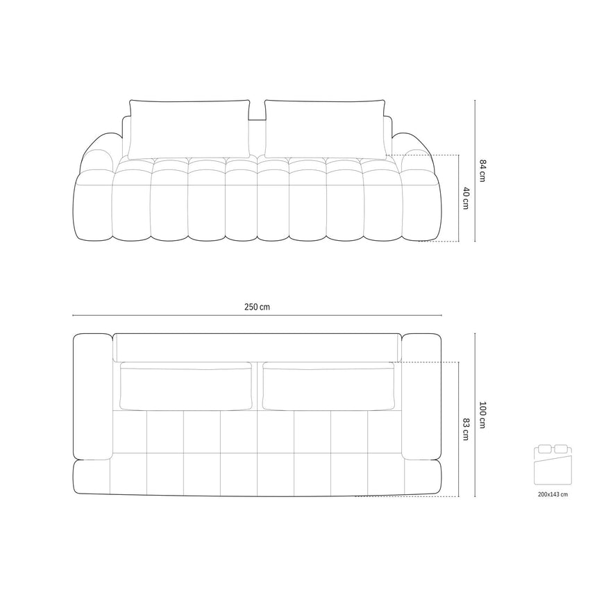 Linz 4-Sitzer Sofa mit Schlaffunktion und Stauraum, aus Samt oder Strukturstoff, 250x100x84 cm von Cosmopolitan Design – Bild 3