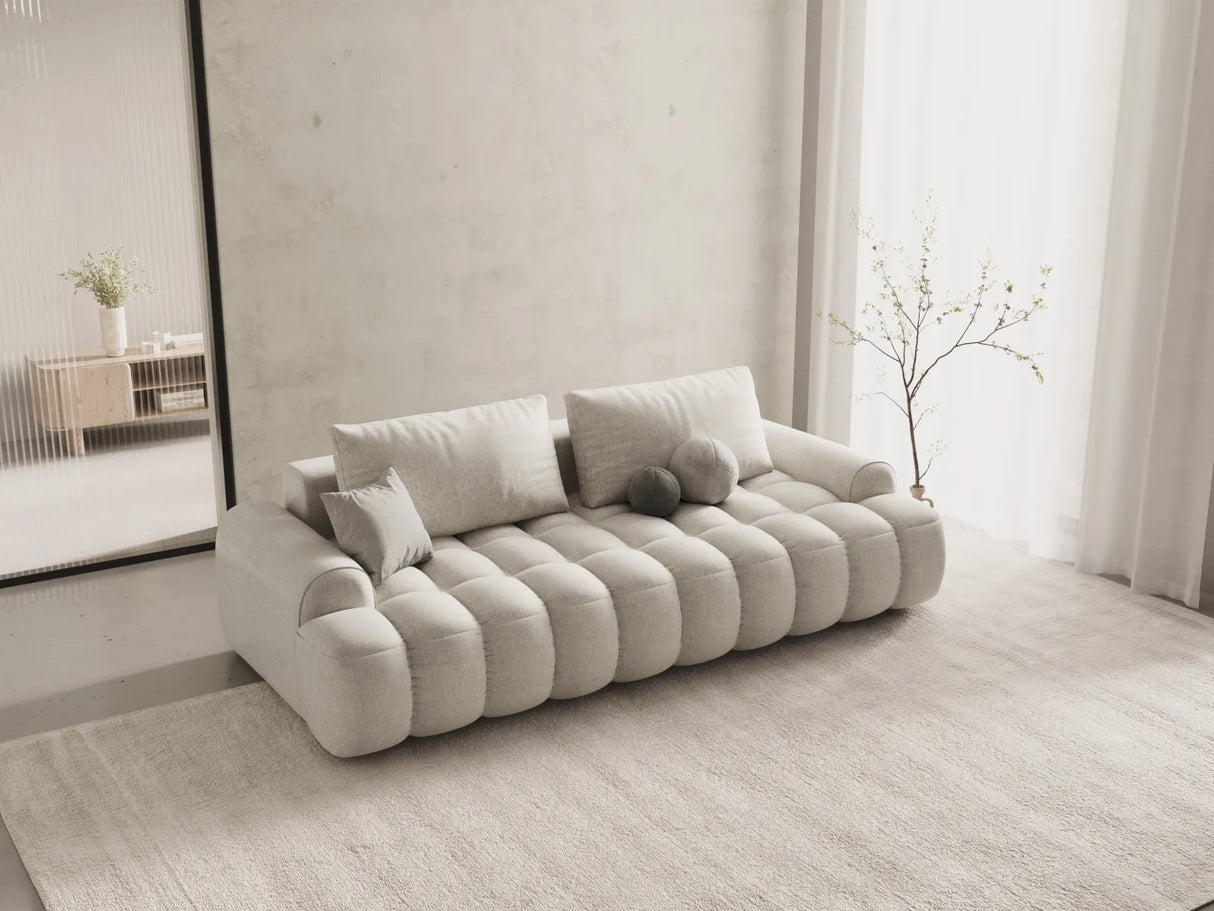 Linz 4-Sitzer Sofa mit Schlaffunktion und Stauraum, aus Strukturierter Stoff in Beige (Sorella 03), 250x100x84 cm von Cosmopolitan Design – Bild 2
