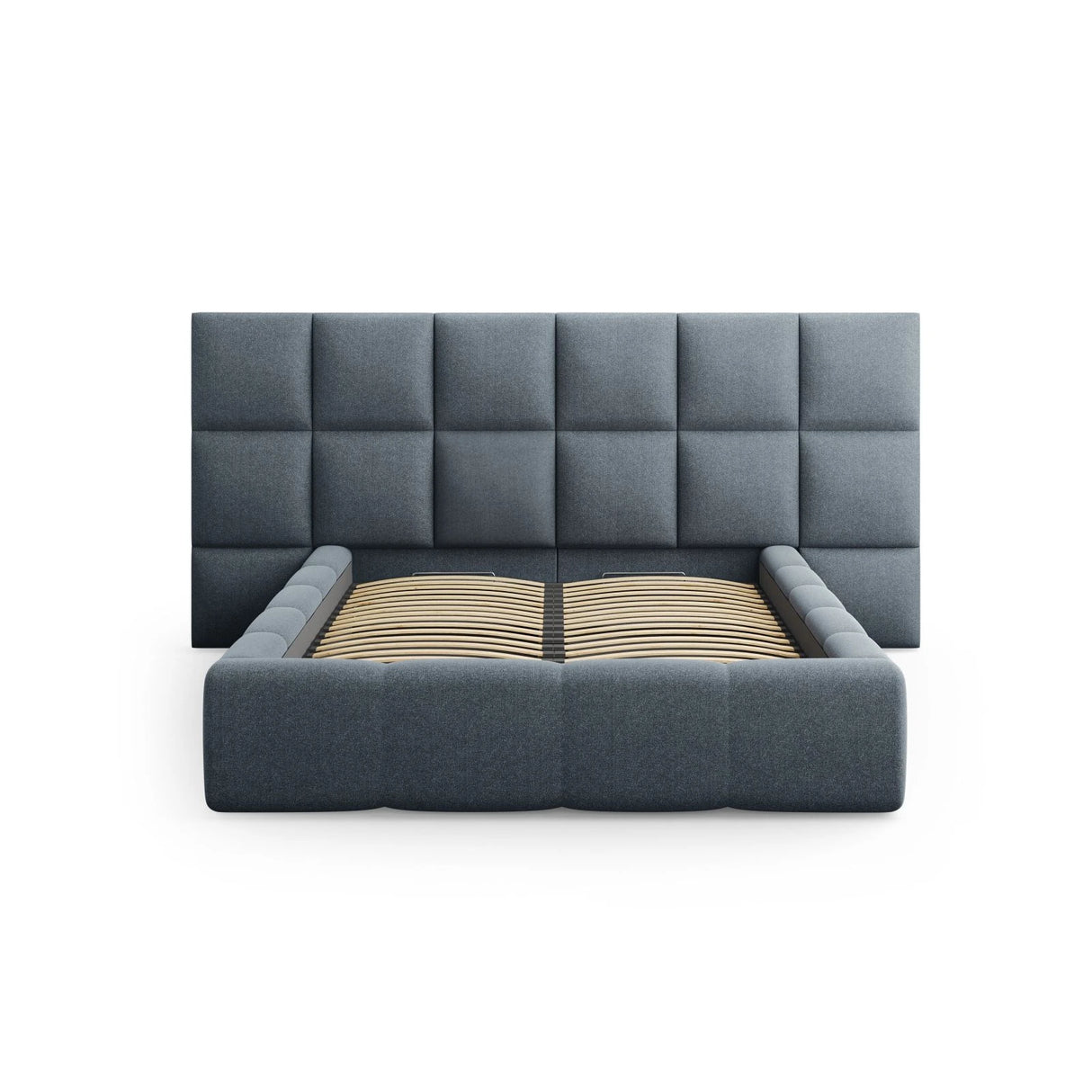 Livigno Bett mit Doppelkopfteil und Stauraum aus Strukturierter Stoff in Dunkelblau (Solid 79), 160x200 cm von Cosmopolitan Design – Bild 3