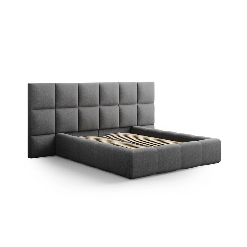 Livigno Bett mit Doppelkopfteil und Stauraum aus Strukturierter Stoff in Dunkelgrau (Solid 99), 160x200 cm von Cosmopolitan Design – Bild 2