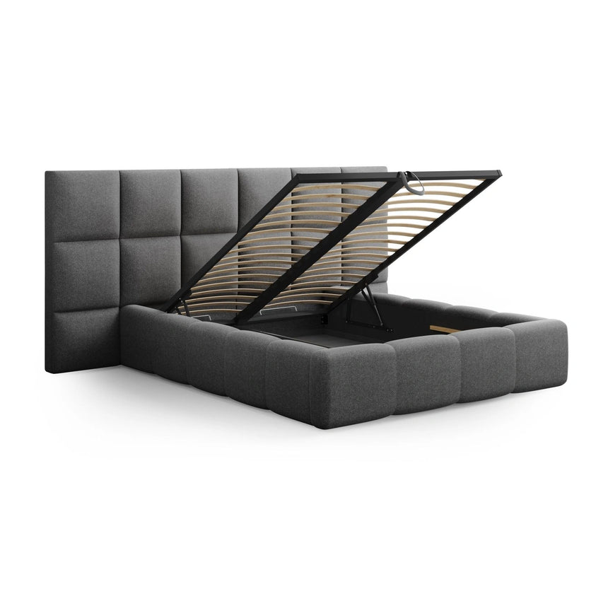Livigno Bett mit Doppelkopfteil und Stauraum aus Strukturierter Stoff in Dunkelgrau (Solid 99), 160x200 cm von Cosmopolitan Design – Bild 4