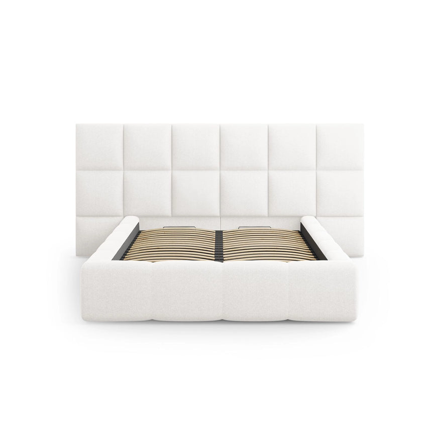 Livigno Bett mit Doppelkopfteil und Stauraum aus Strukturierter Stoff in Elfenbein (Solid 03), 160x200 cm von Cosmopolitan Design – Bild 3