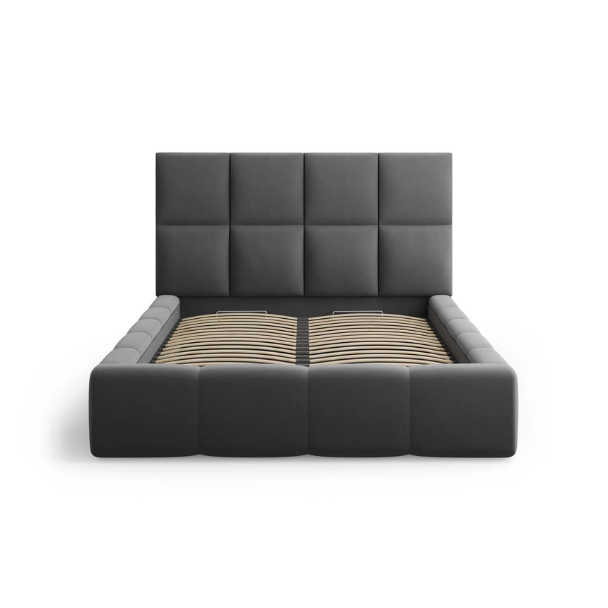 Livigno Bett mit Kopfteil und Stauraum aus Samt in Grau (Bluvel 14), 140x200 cm von Cosmopolitan Design – Bild 3