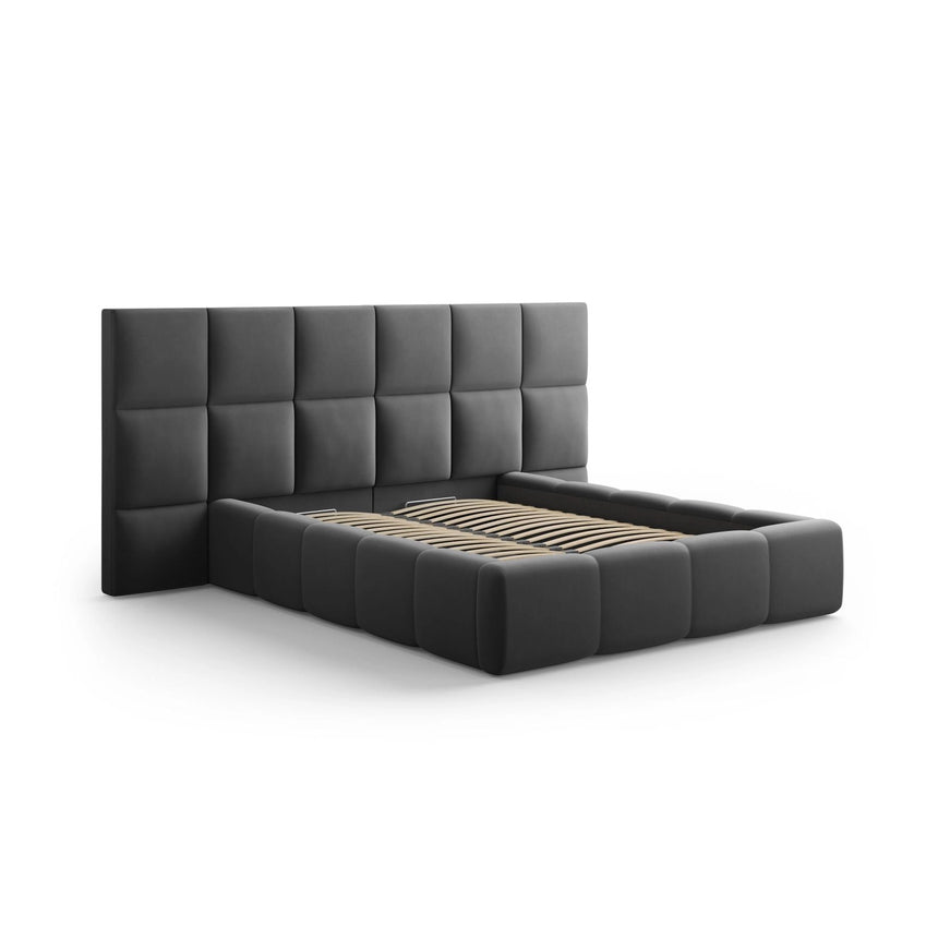 Livigno Bett mit Kopfteil und Stauraum aus Samt in Grau (Bluvel 14), 140x200 cm von Cosmopolitan Design – Bild 2