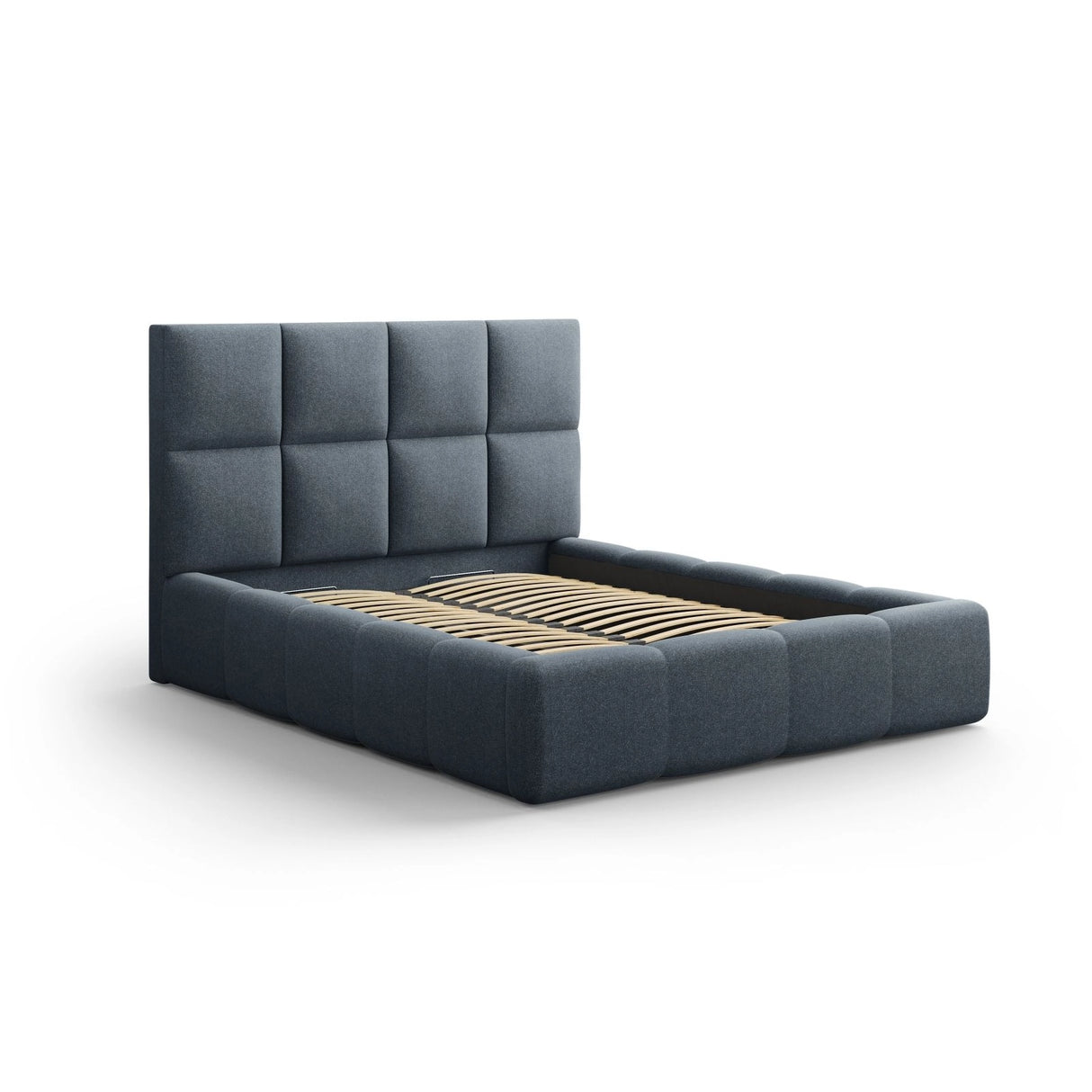 Livigno Bett mit Kopfteil und Stauraum aus Strukturierter Stoff in Dunkelblau (Solid 79), 160x200 cm von Cosmopolitan Design – Bild 2
