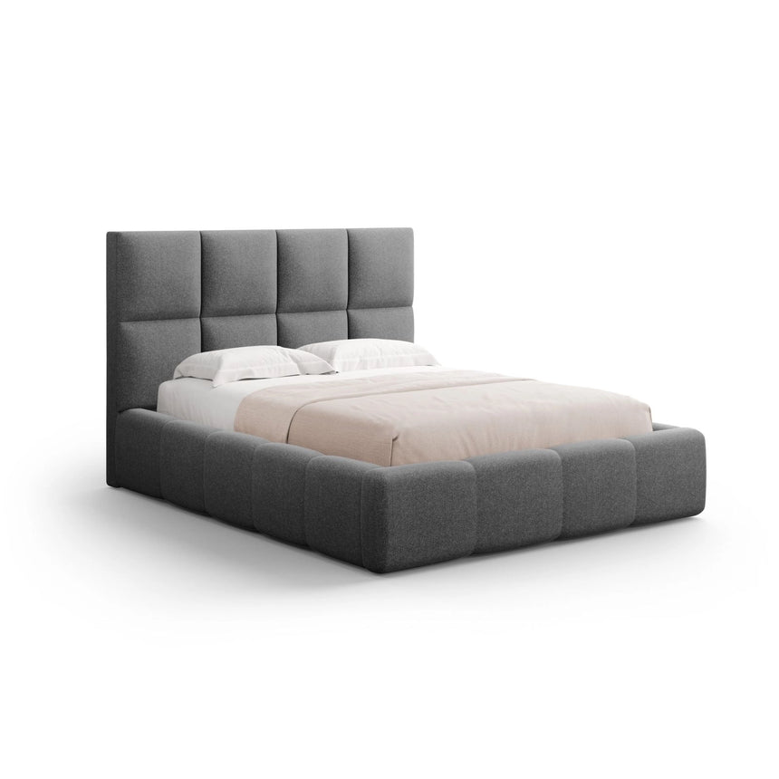 Livigno Bett mit Kopfteil und Stauraum aus Strukturierter Stoff in Dunkelgrau (Solid 99), 140x200 cm von Cosmopolitan Design – Bild 1