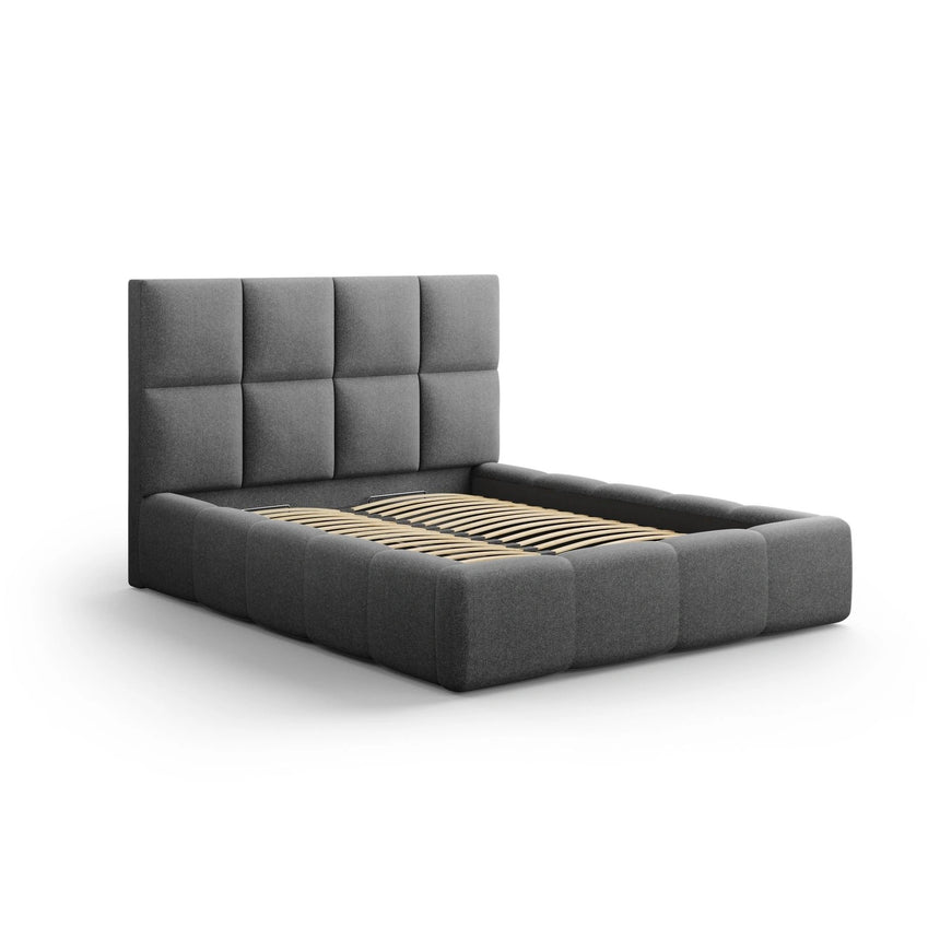Livigno Bett mit Kopfteil und Stauraum aus Strukturierter Stoff in Dunkelgrau (Solid 99), 180x200 cm von Cosmopolitan Design – Bild 2
