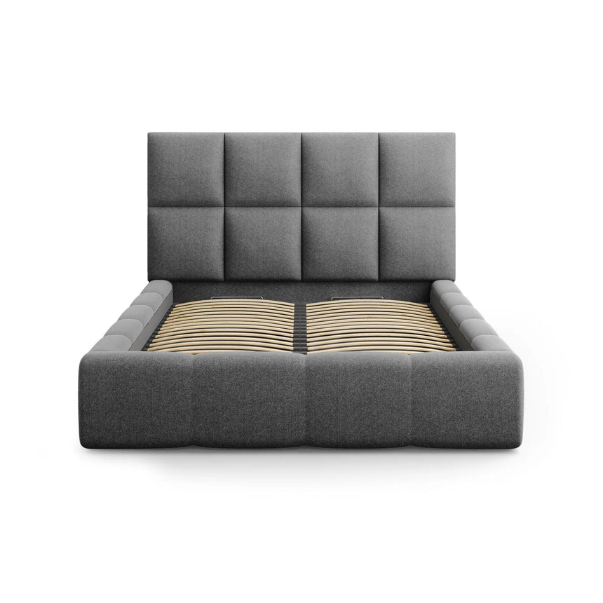 Livigno Bett mit Kopfteil und Stauraum aus Strukturierter Stoff in Dunkelgrau (Solid 99), 180x200 cm von Cosmopolitan Design – Bild 3