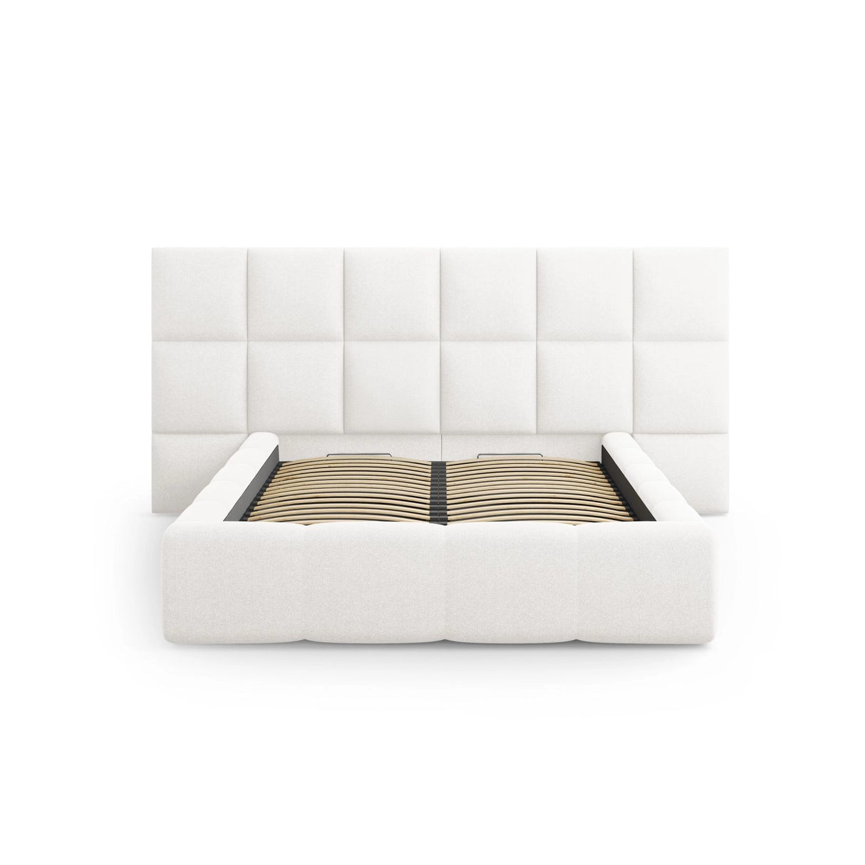 Livigno Bett mit Kopfteil und Stauraum aus Strukturierter Stoff in Elfenbein (Solid 03), 140x200 cm von Cosmopolitan Design – Bild 3