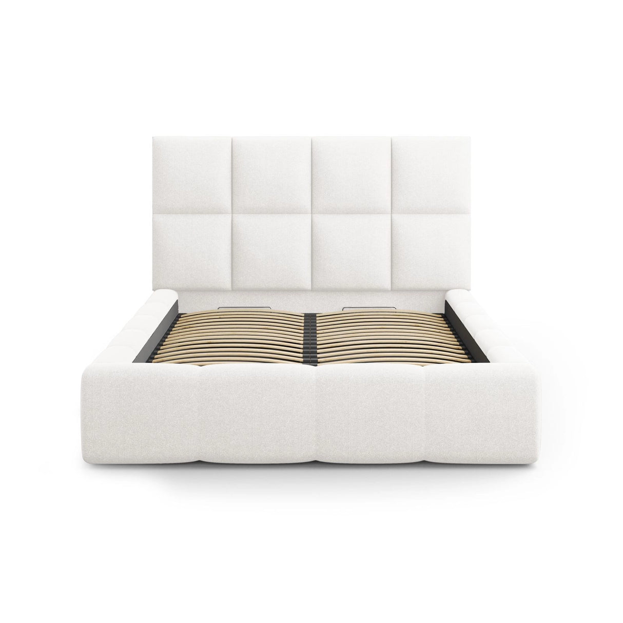 Livigno Bett mit Kopfteil und Stauraum aus Strukturierter Stoff in Elfenbein (Solid 03), 180x200 cm von Cosmopolitan Design – Bild 3