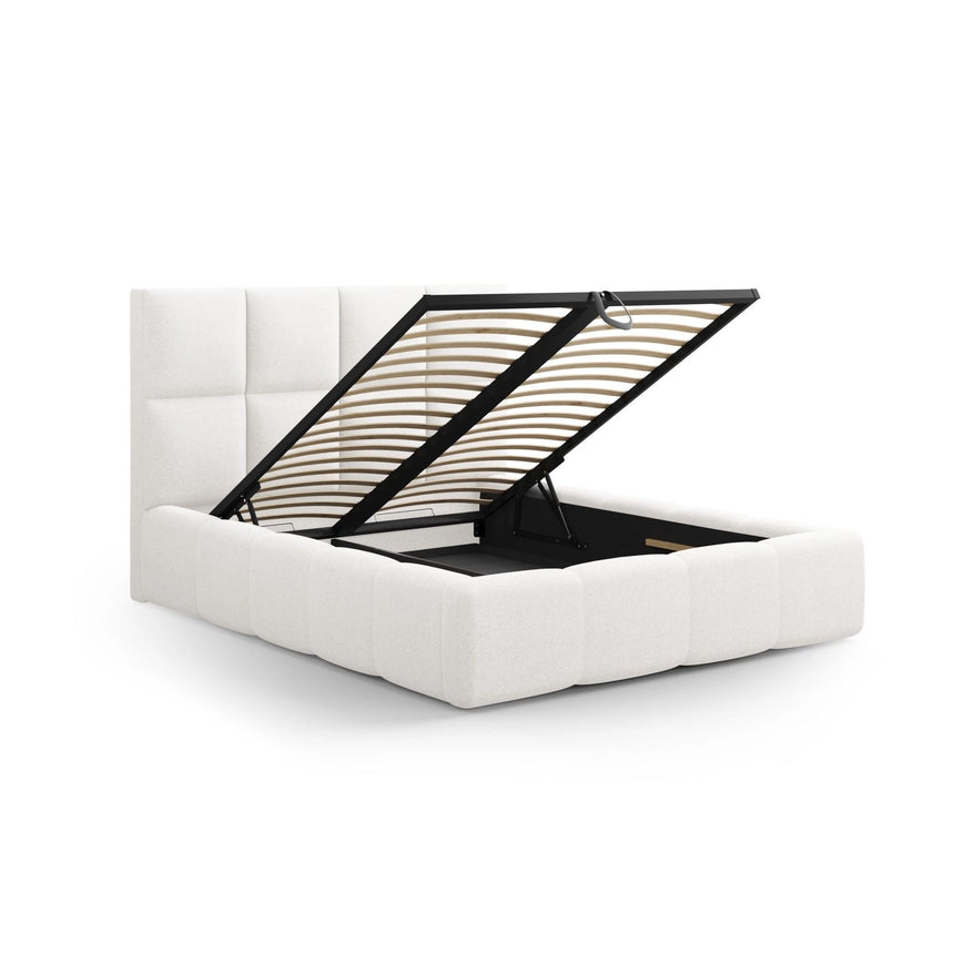 Livigno Bett mit Kopfteil und Stauraum aus Strukturierter Stoff in Elfenbein (Solid 03), 180x200 cm von Cosmopolitan Design – Bild 4