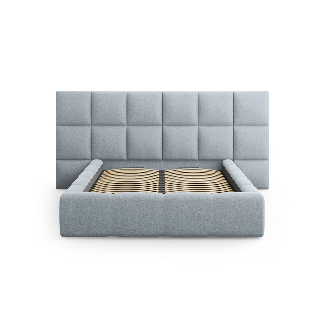 Livigno Bett mit Kopfteil und Stauraum aus Strukturierter Stoff in Hellblau (Solid 73), 140x200 cm von Cosmopolitan Design – Bild 3