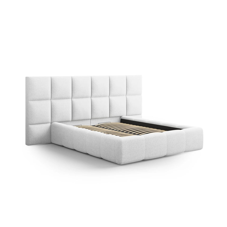 Livigno Bett mit Kopfteil und Stauraum aus Strukturierter Stoff in Kaltes Hellgrau (Solid 80), 140x200 cm von Cosmopolitan Design – Bild 2
