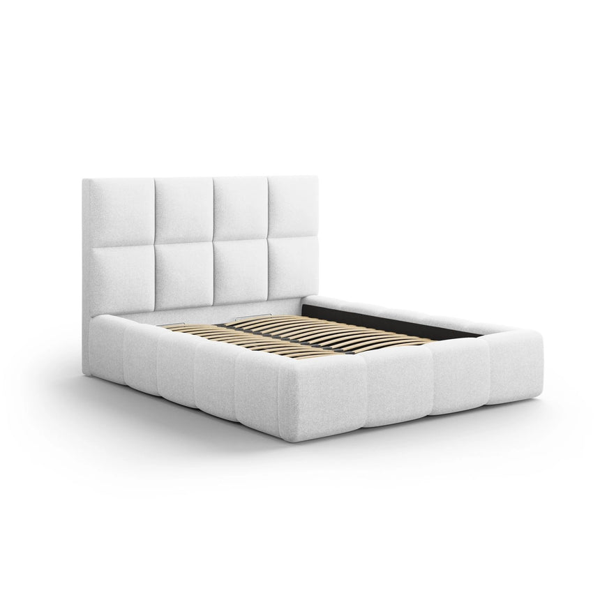 Livigno Bett mit Kopfteil und Stauraum aus Strukturierter Stoff in Kaltes Hellgrau (Solid 80), 180x200 cm von Cosmopolitan Design – Bild 2