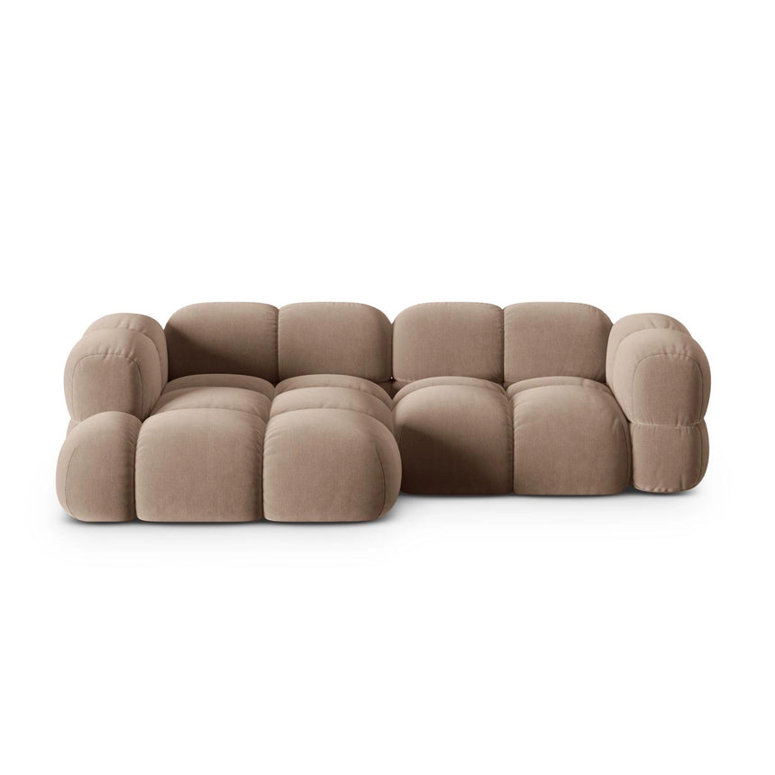 Loretto 3-Sitzer Ecksofa, Linke Seite, aus Samt in Dunkelbeige (Vogue 3), 250x147x68 cm von Cosmopolitan Design – Bild 1
