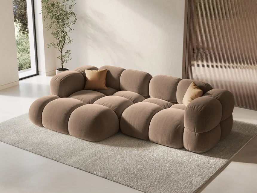 Loretto 3-Sitzer Ecksofa, Linke Seite, aus Samt in Dunkelbeige (Vogue 3), 250x147x68 cm von Cosmopolitan Design – Bild 2