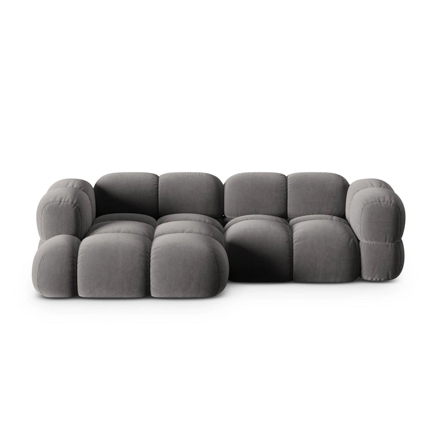 Loretto 3-Sitzer Ecksofa, Linke Seite, aus Samt in Grau (Vogue 15), 250x147x68 cm von Cosmopolitan Design – Bild 1