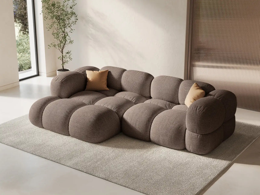 Loretto 3-Sitzer Ecksofa, Linke Seite, aus Strukturierter Stoff in Cappuccino (Sorella 21), 250x147x68 cm von Cosmopolitan Design – Bild 2