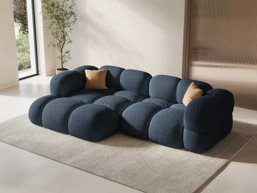 Loretto 3-Sitzer Ecksofa, Linke Seite, aus Strukturierter Stoff in Dunkelblau (Sorella 77), 250x147x68 cm von Cosmopolitan Design – Bild 2