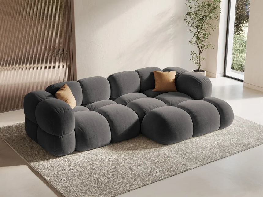 Loretto 3-Sitzer Ecksofa, Rechte Seite, aus Samt in Grau (Vogue 15), 250x147x68 cm von Cosmopolitan Design – Bild 2