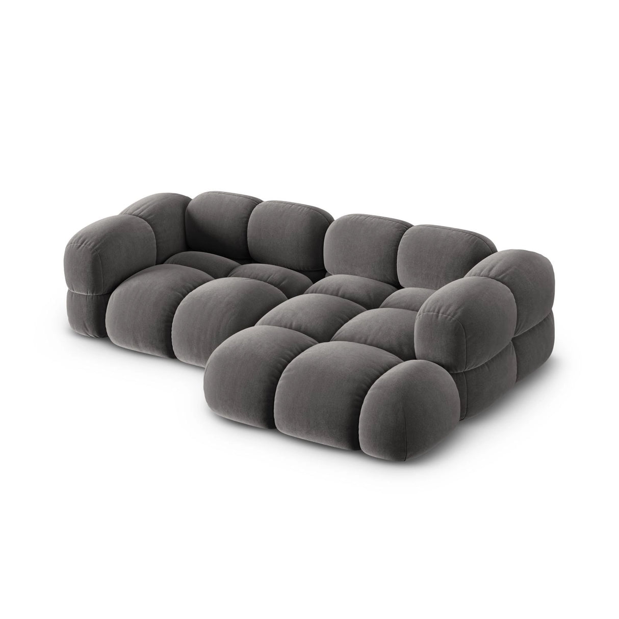 Loretto 3-Sitzer Ecksofa, Rechte Seite, aus Samt in Grau (Vogue 15), 250x147x68 cm von Cosmopolitan Design – Bild 5