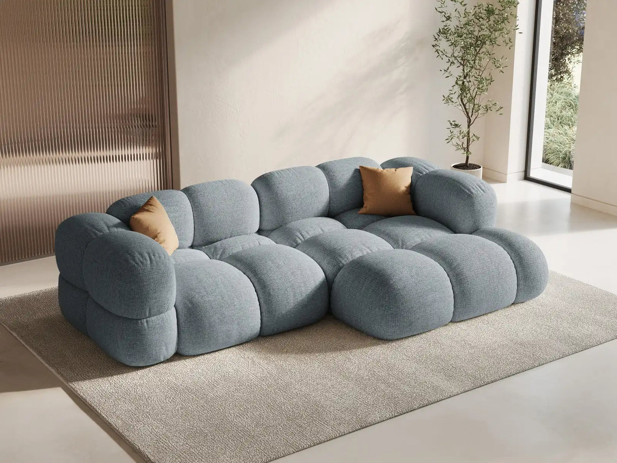 Loretto 3-Sitzer Ecksofa, Rechte Seite, aus Strukturierter Stoff in Pastellblau (Sorella 70), 250x147x68 cm von Cosmopolitan Design – Bild 2