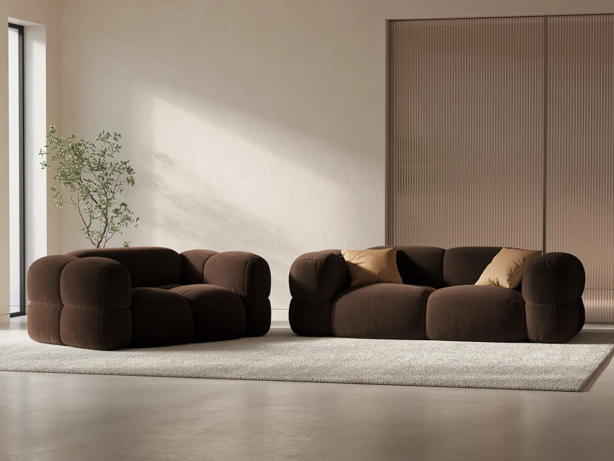Loretto 3-Sitzer Sofa aus Samt in Schokolade (Vogue 6), 210x100x68 cm von Cosmopolitan Design – Bild 2