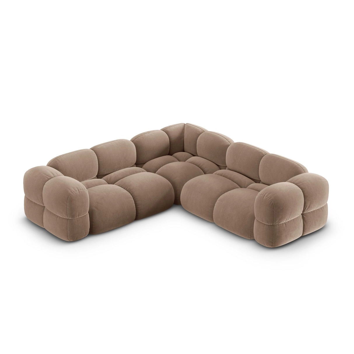Loretto 4-Sitzer Ecksofa, symmetrisch, aus Samt in Dunkelbeige (Vogue 3), 250x250x68 cm von Cosmopolitan Design – Bild 1