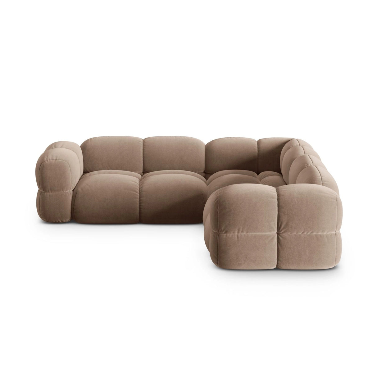 Loretto 4-Sitzer Ecksofa, symmetrisch, aus Samt in Dunkelbeige (Vogue 3), 250x250x68 cm von Cosmopolitan Design – Bild 4