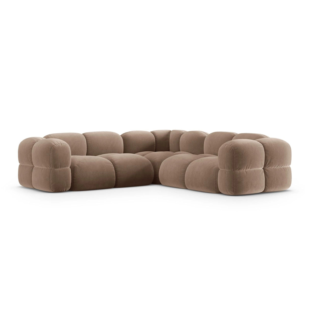 Loretto 4-Sitzer Ecksofa, symmetrisch, aus Samt in Dunkelbeige (Vogue 3), 250x250x68 cm von Cosmopolitan Design – Bild 5