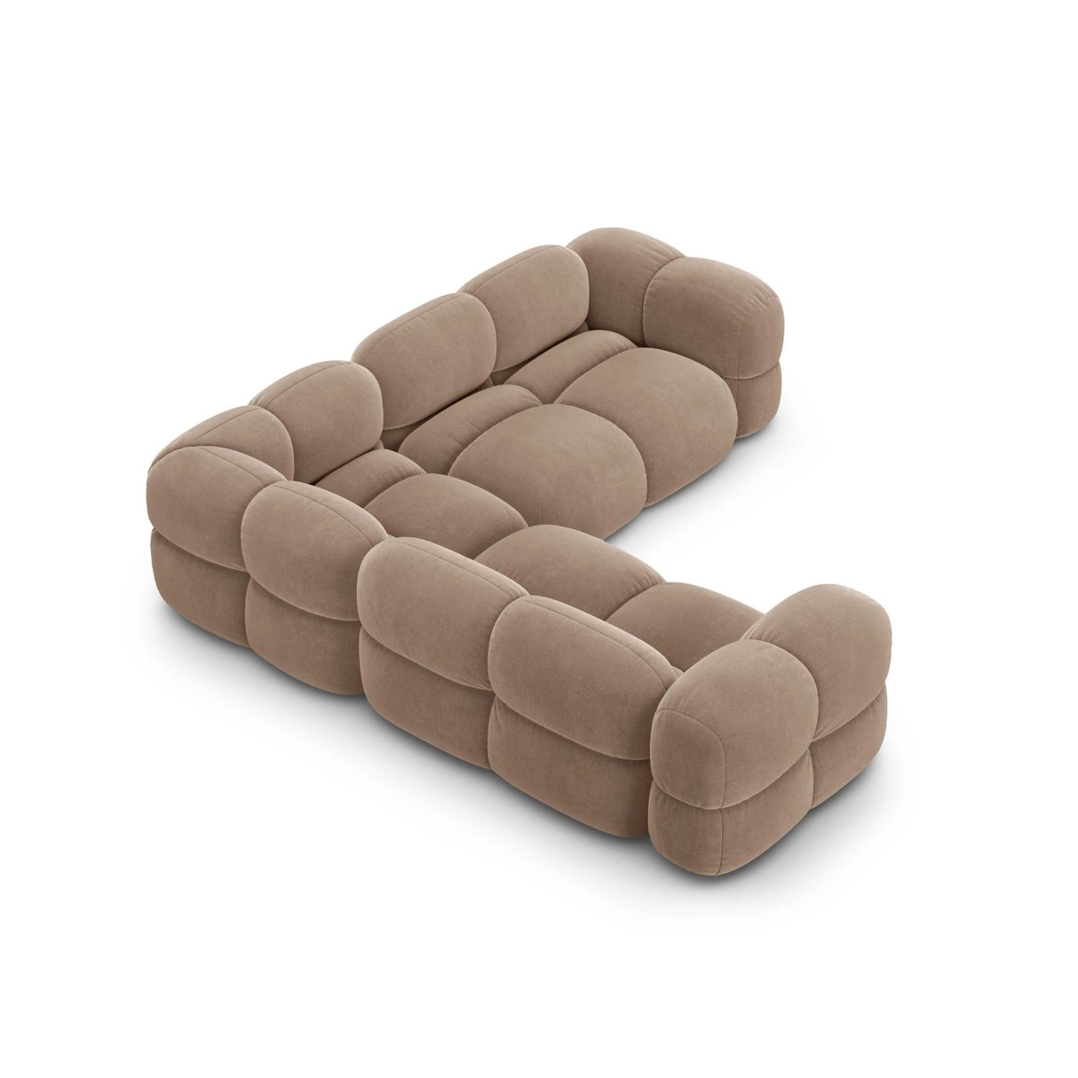 Loretto 4-Sitzer Ecksofa, symmetrisch, aus Samt in Dunkelbeige (Vogue 3), 250x250x68 cm von Cosmopolitan Design – Bild 6