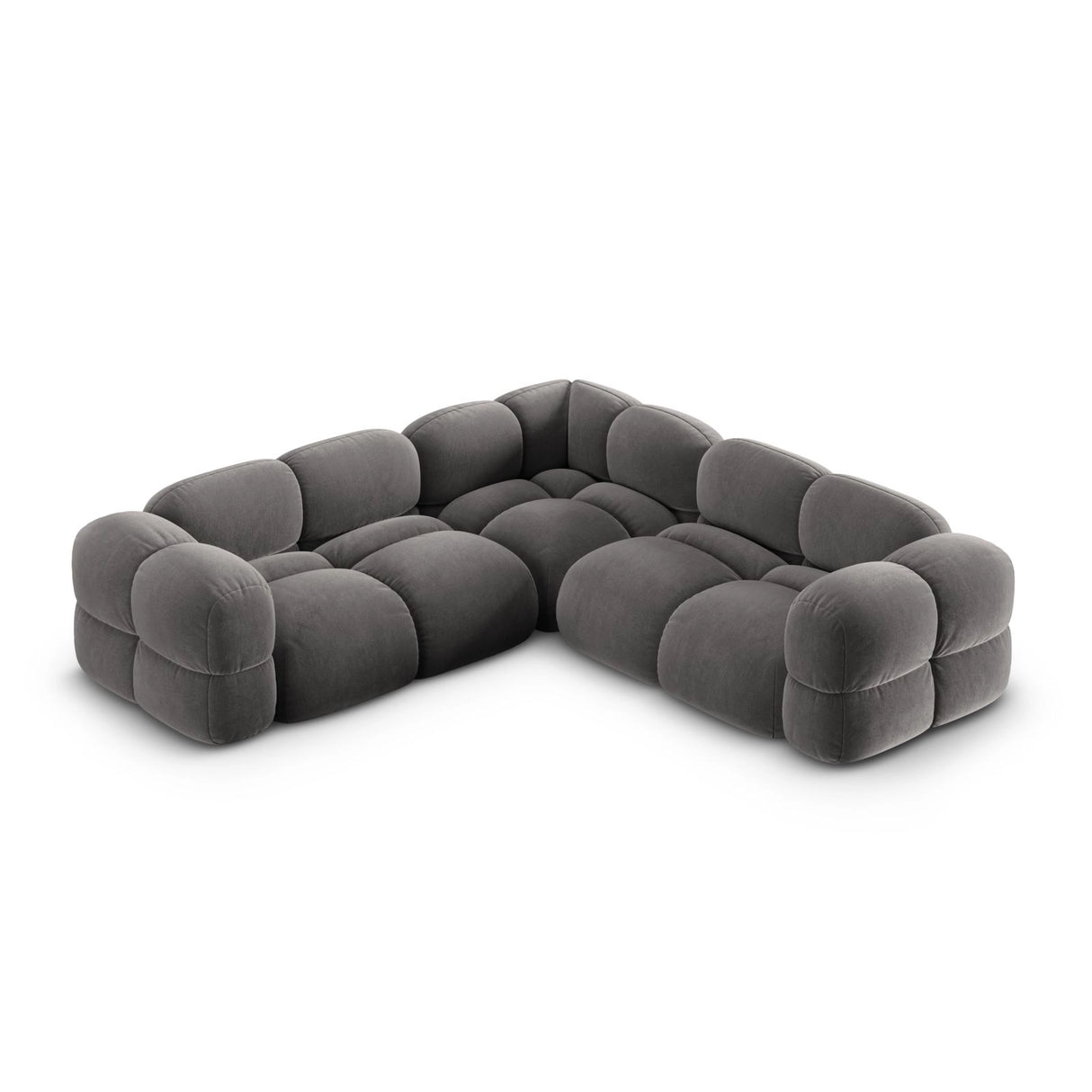 Loretto 4-Sitzer Ecksofa, symmetrisch, aus Samt in Grau (Vogue 15), 250x250x68 cm von Cosmopolitan Design – Bild 1