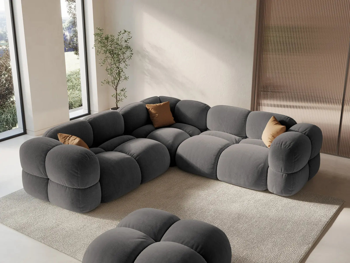 Loretto 4-Sitzer Ecksofa, symmetrisch, aus Samt in Grau (Vogue 15), 250x250x68 cm von Cosmopolitan Design – Bild 2