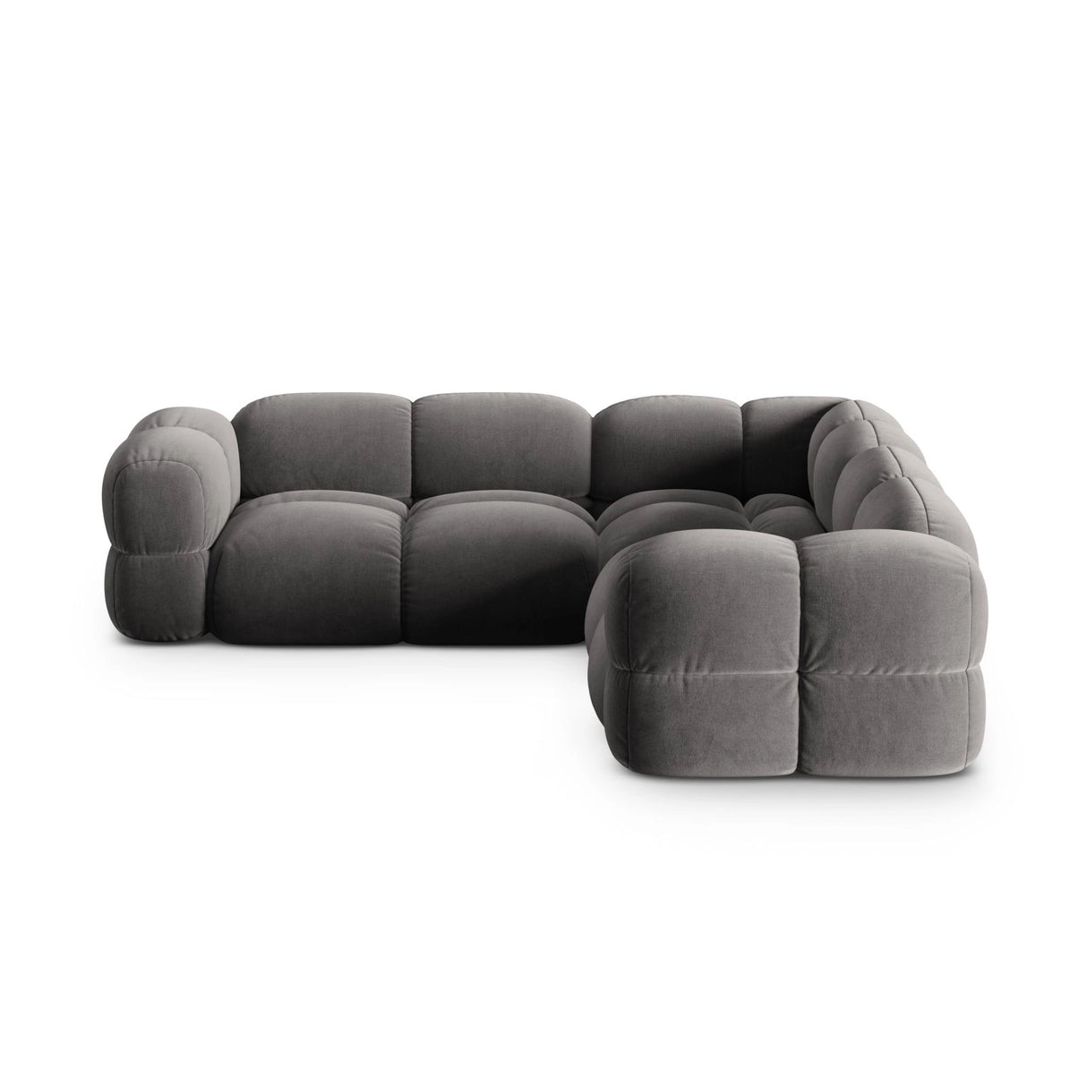 Loretto 4-Sitzer Ecksofa, symmetrisch, aus Samt in Grau (Vogue 15), 250x250x68 cm von Cosmopolitan Design – Bild 4