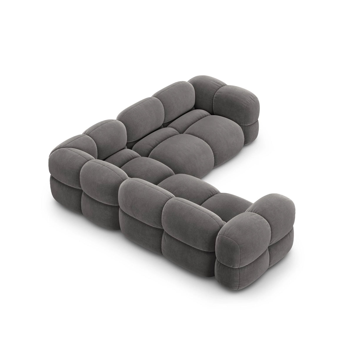 Loretto 4-Sitzer Ecksofa, symmetrisch, aus Samt in Grau (Vogue 15), 250x250x68 cm von Cosmopolitan Design – Bild 6