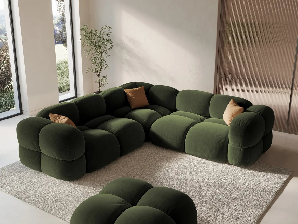 Loretto 4-Sitzer Ecksofa, symmetrisch, aus Samt in Grün (Vogue 11), 250x250x68 cm von Cosmopolitan Design – Bild 2