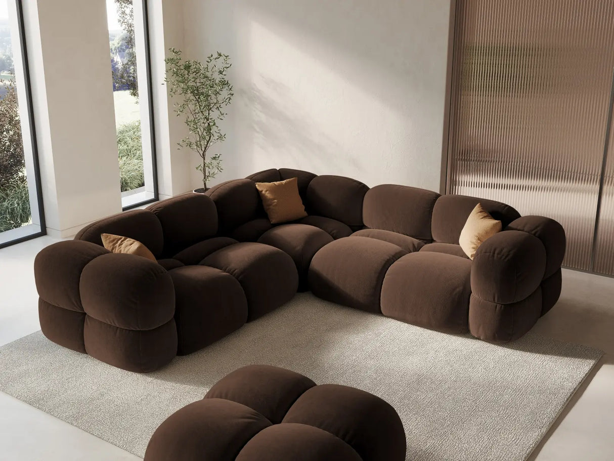Loretto 4-Sitzer Ecksofa, symmetrisch, aus Samt in Schokolade (Vogue 6), 250x250x68 cm von Cosmopolitan Design – Bild 2