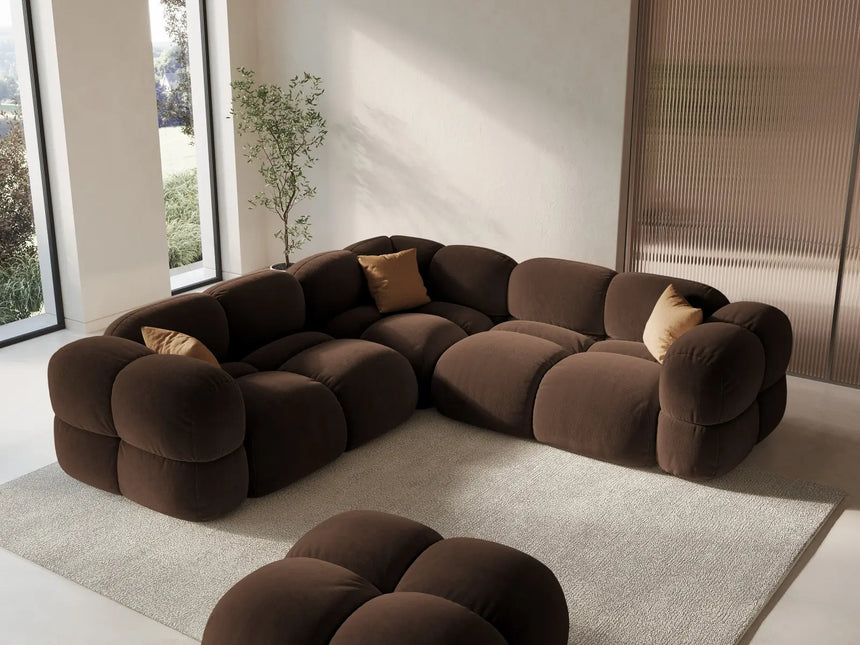 Loretto 4-Sitzer Ecksofa, symmetrisch, aus Samt in Schokolade (Vogue 6), 250x250x68 cm von Cosmopolitan Design – Bild 2