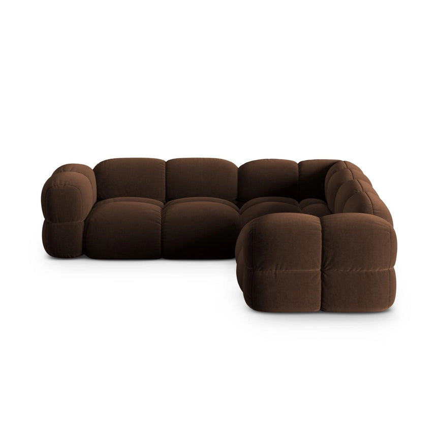 Loretto 4-Sitzer Ecksofa, symmetrisch, aus Samt in Schokolade (Vogue 6), 250x250x68 cm von Cosmopolitan Design – Bild 4