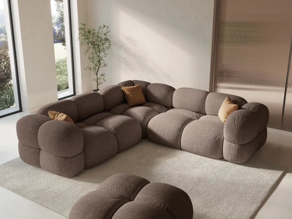 Loretto 4-Sitzer Ecksofa, symmetrisch, aus Strukturierter Stoff in Cappuccino (Sorella 21), 250x250x68 cm von Cosmopolitan Design – Bild 2