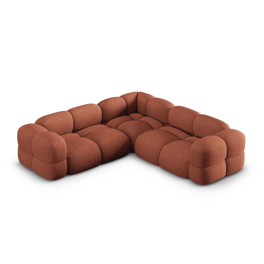Loretto 4-Sitzer Ecksofa, symmetrisch, aus Strukturierter Stoff in Koralle (Sorella 58), 250x250x68 cm von Cosmopolitan Design – Bild 1