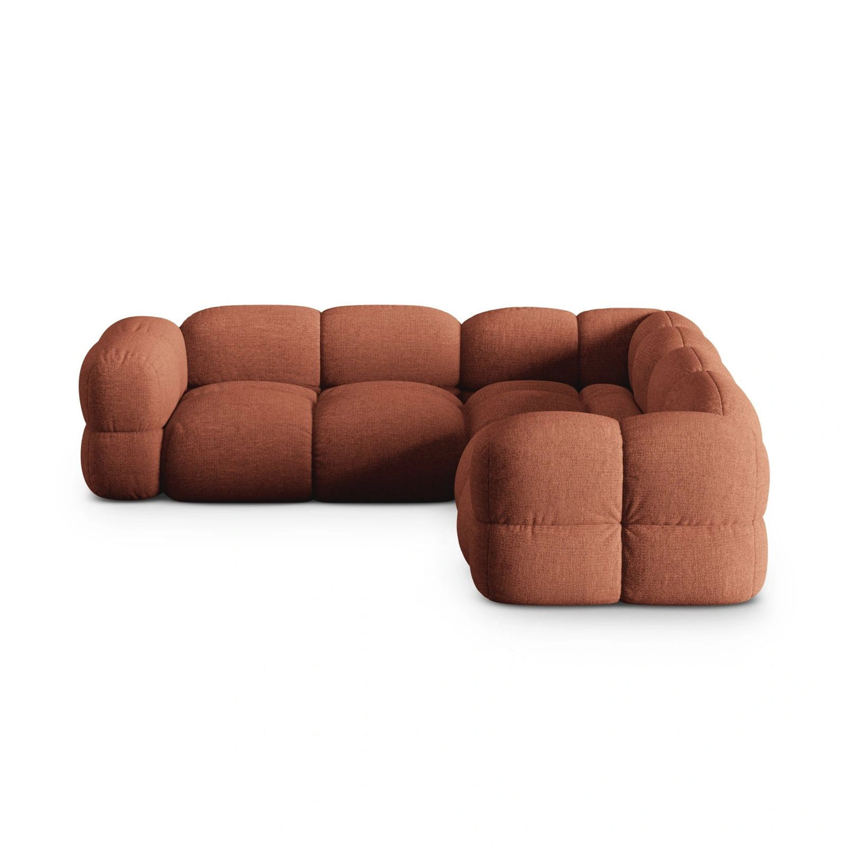 Loretto 4-Sitzer Ecksofa, symmetrisch, aus Strukturierter Stoff in Koralle (Sorella 58), 250x250x68 cm von Cosmopolitan Design – Bild 4