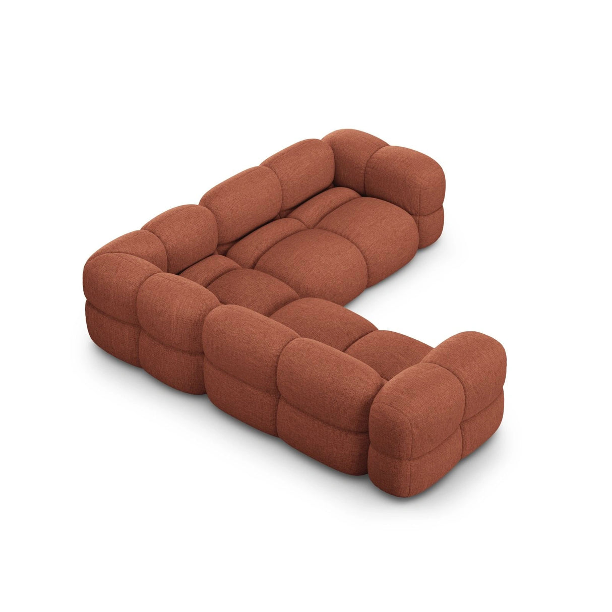 Loretto 4-Sitzer Ecksofa, symmetrisch, aus Strukturierter Stoff in Koralle (Sorella 58), 250x250x68 cm von Cosmopolitan Design – Bild 6