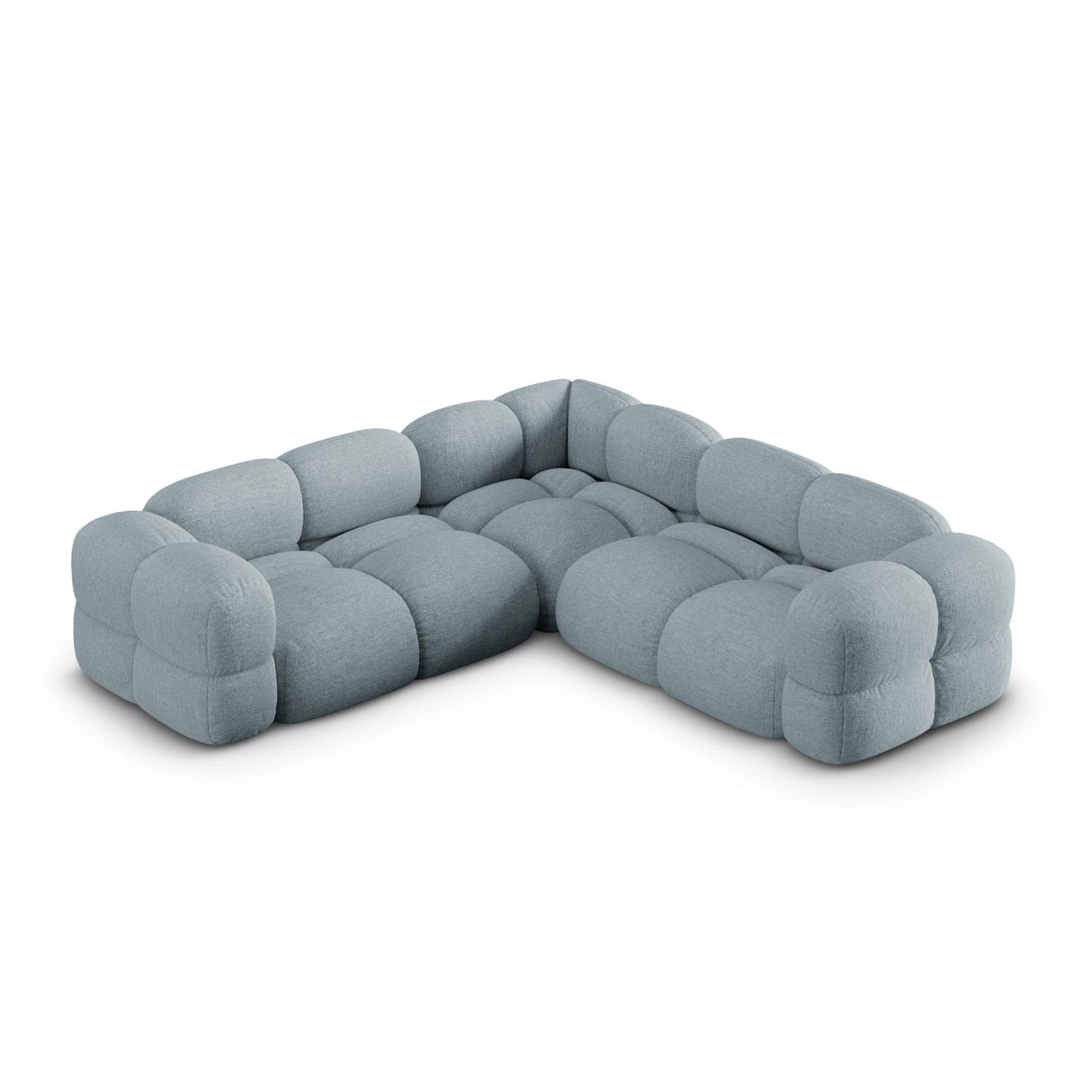Loretto 4-Sitzer Ecksofa, symmetrisch, aus Strukturierter Stoff in Pastellblau (Sorella 70), 250x250x68 cm von Cosmopolitan Design – Bild 1