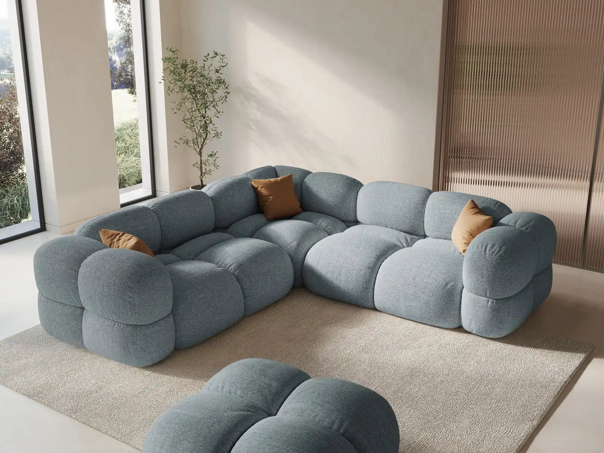 Loretto 4-Sitzer Ecksofa, symmetrisch, aus Strukturierter Stoff in Pastellblau (Sorella 70), 250x250x68 cm von Cosmopolitan Design – Bild 2