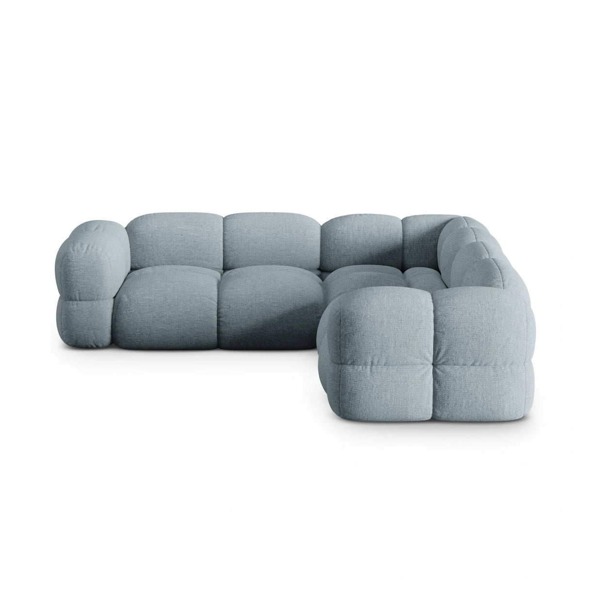 Loretto 4-Sitzer Ecksofa, symmetrisch, aus Strukturierter Stoff in Pastellblau (Sorella 70), 250x250x68 cm von Cosmopolitan Design – Bild 4