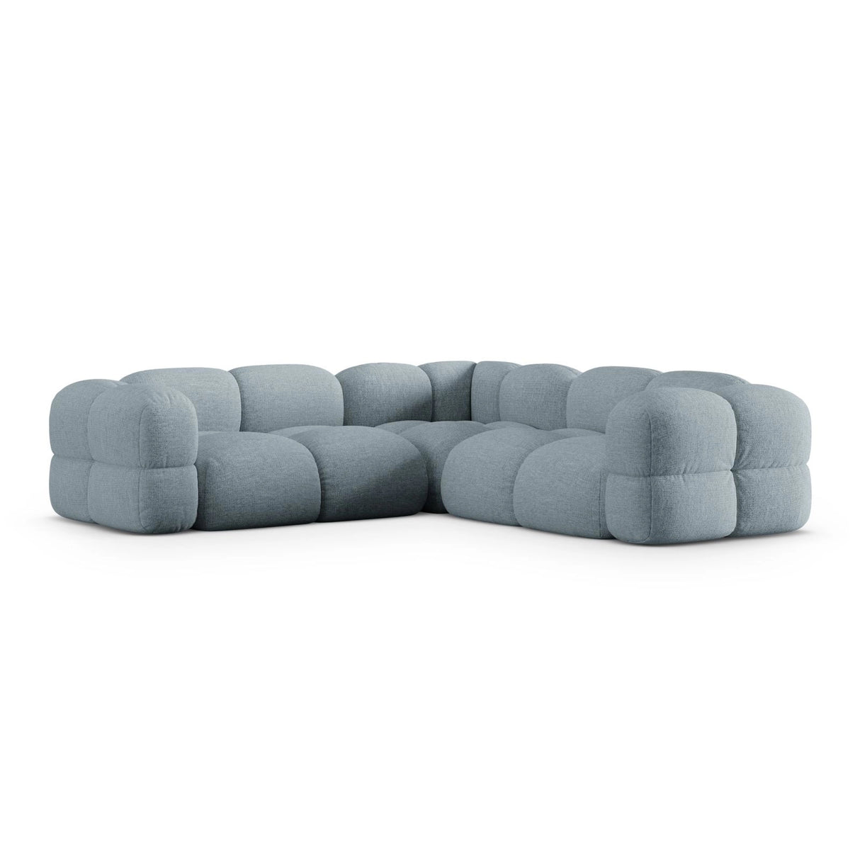 Loretto 4-Sitzer Ecksofa, symmetrisch, aus Strukturierter Stoff in Pastellblau (Sorella 70), 250x250x68 cm von Cosmopolitan Design – Bild 5